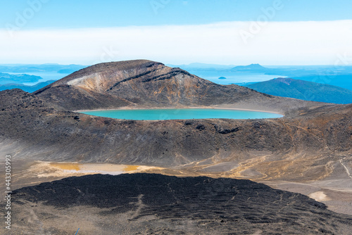 Hiking the Tongariro Alpine Crossing, view of the Blue Lake © imagoDens