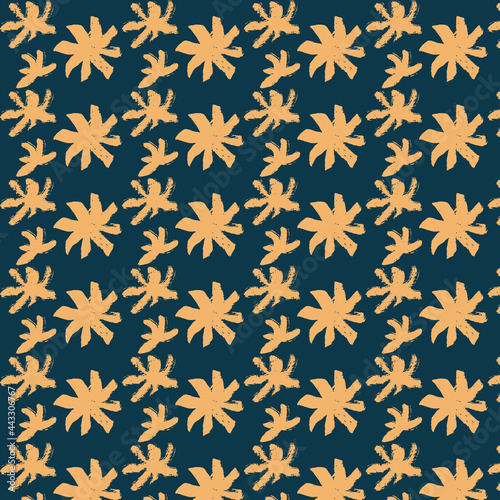 Vector floral pattern in blue and yellow colors.Minimalism, stylization