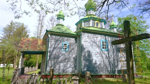 Intercession Church, its bell tower and cemetery, Pereiaslav Scansen, Ukraine photo