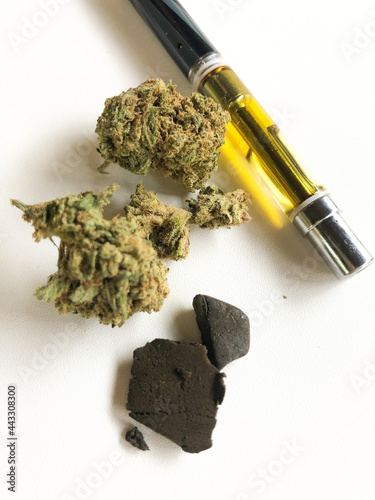 Different forms of marijuana, like resin, hash and weed, or grass