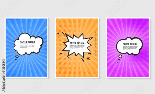Pow, colorful speech bubble and explosions in pop art style. Elements of design comic books.Vector illustration