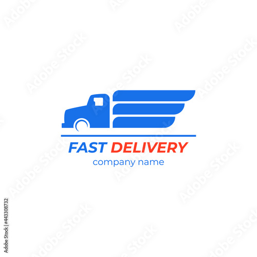 Fast Delivery logo in flat stye.Transport company logo on white background