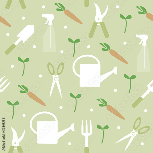 Seamless pattern with gardening tools