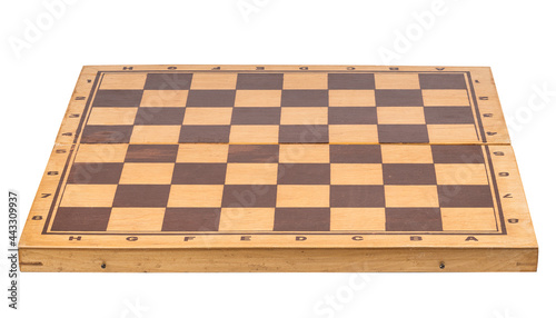 emptu chessboard isolated on white background. chess board cut out photo