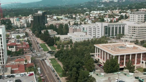Aerial: The University of California (UCLA) Campus. Los Angeles, California, USA photo