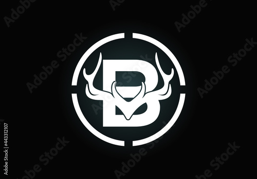 Free Download Letter B with deer antlers in target shape, flat style logo design vector template, Hunting inspirations symbol for corporate business identity - GFXLoad