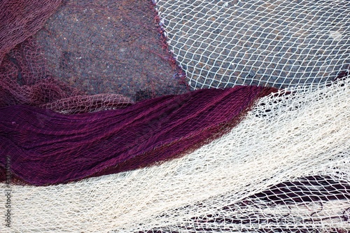 multicolored fishing nets in the port of Los Abrigos Tenerife Spain