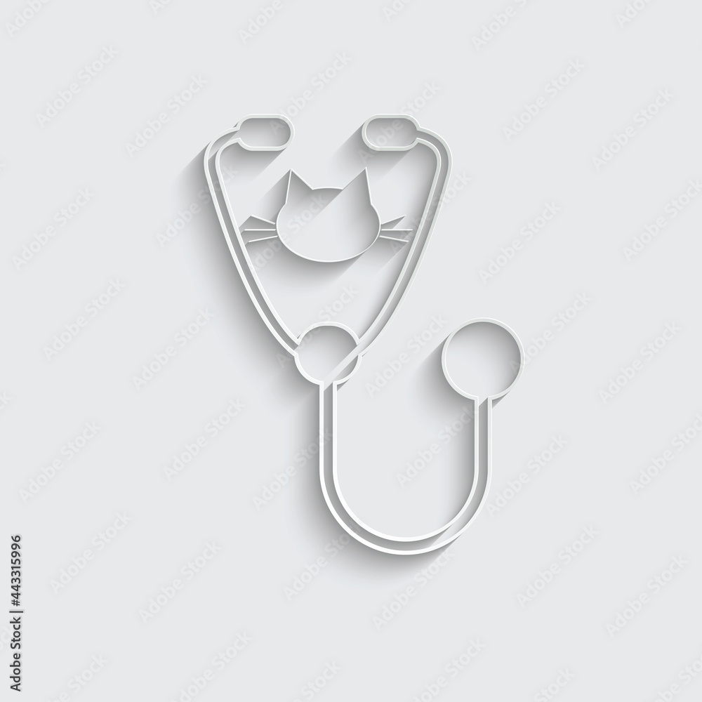 paper stethoscope with cat vector icon veterinarian icon
