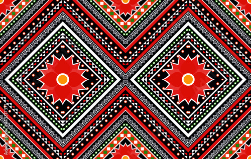 Ikat ethnic seamless pattern design. Aztec fabric carpet mandala ornament boho chevron textile decoration wallpaper. Tribal traditional embroidery patterns vector illustrations background.