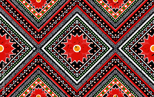 Ikat ethnic seamless pattern design. Aztec fabric carpet mandala ornament boho chevron textile decoration wallpaper. Tribal traditional embroidery patterns vector illustrations background.