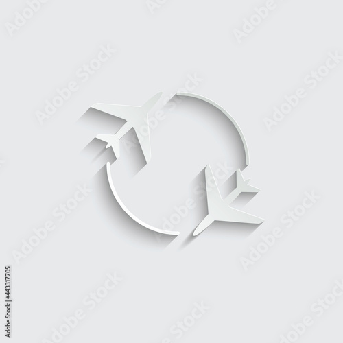 paper round trip icon round way trp sign