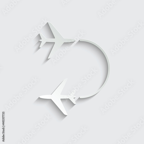 paper round trip icon round way trp sign