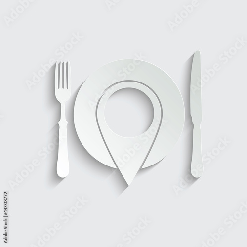 map pointer with  food icon. food sign 