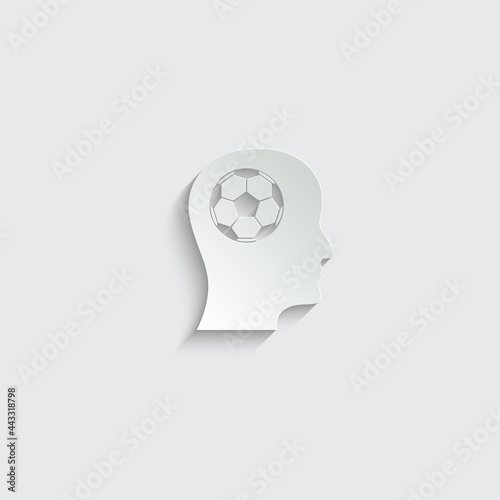 paper head with soccer ball  and football  icon vector fan sign