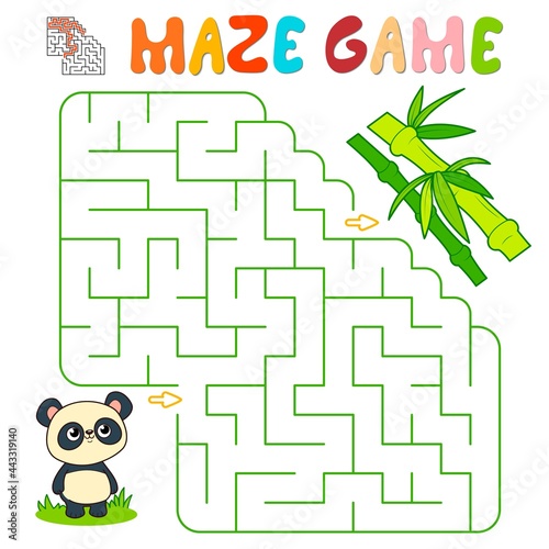 Maze puzzle game for children. Maze or labyrinth game with panda.