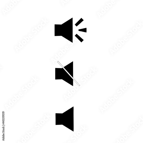 Vector illustration of sound volume condition icon. Silent, low and loud speakerphone volume on white background. Perfect for web and logo designs. Free Download Vector illustration of sound volume condition icon. Silent, low and loud speakerphone volume on white background. Perfect for web and logo designs. - GFXLoad