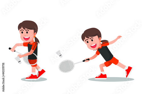 little girl with some poses while playing badminton