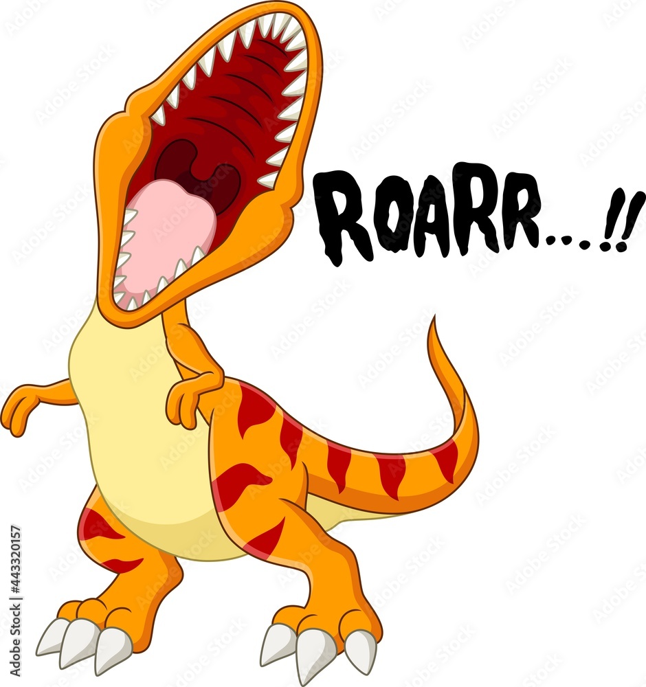 temblor Viento fuerte Grupo Cartoon tyrannosaurus rex dinosaur roaring Stock Vector | Adobe Stock