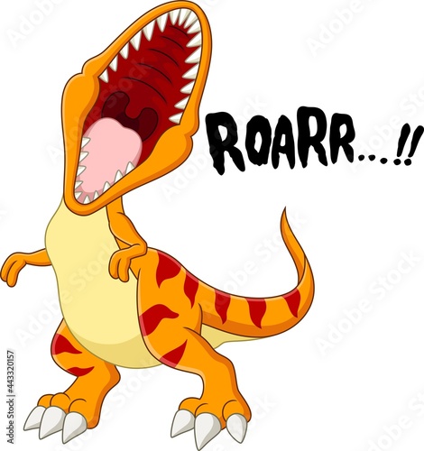 Cartoon tyrannosaurus rex dinosaur roaring
