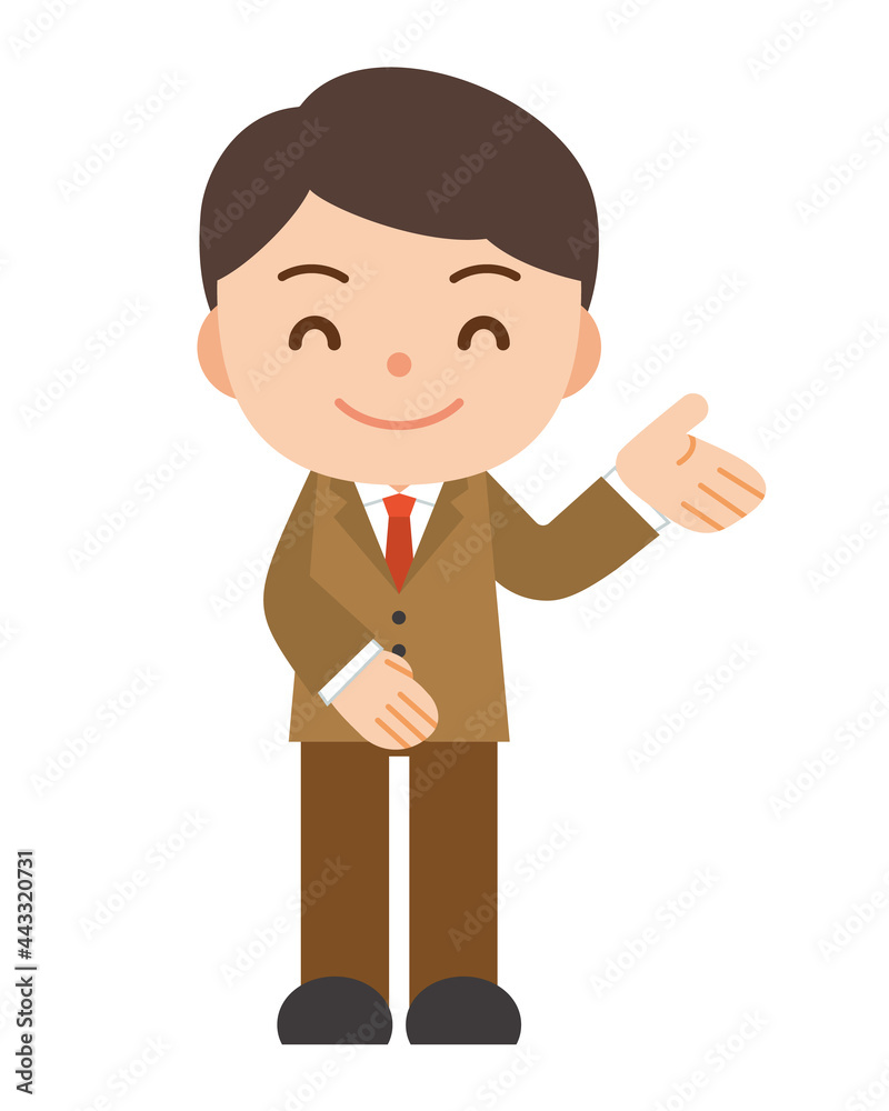 笑顔で案内するスーツを着た男性 笑顔で案内するスーツを着た男性