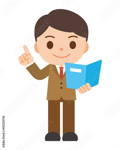 ファイルを持って提案するビジネスマン