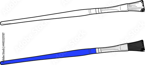 Paint brush  vector drawing line art with colour
