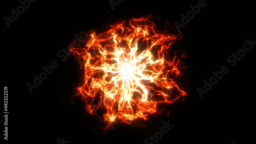 Abstract glowing plasma burst. Energy explosion flame wave