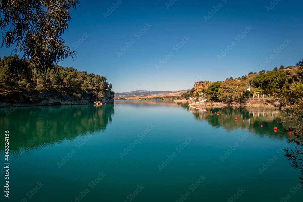 Landscape of the reservoir at Guadalhorce, Malaga, Spain