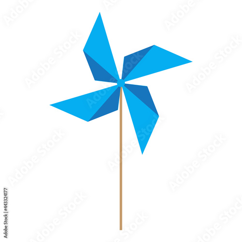 Blue windmill, great design for any purposes. Green energy. Summer icon. Vector illustration. Stock image.