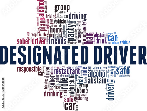 Designated Driver vector illustration word cloud isolated on a white background. photo