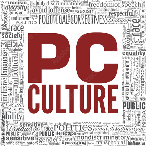 Political Correctness - PC Culture vector illustration word cloud isolated on a white background.
