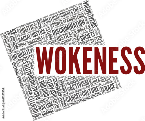 Wokeness vector illustration word cloud isolated on a white background.