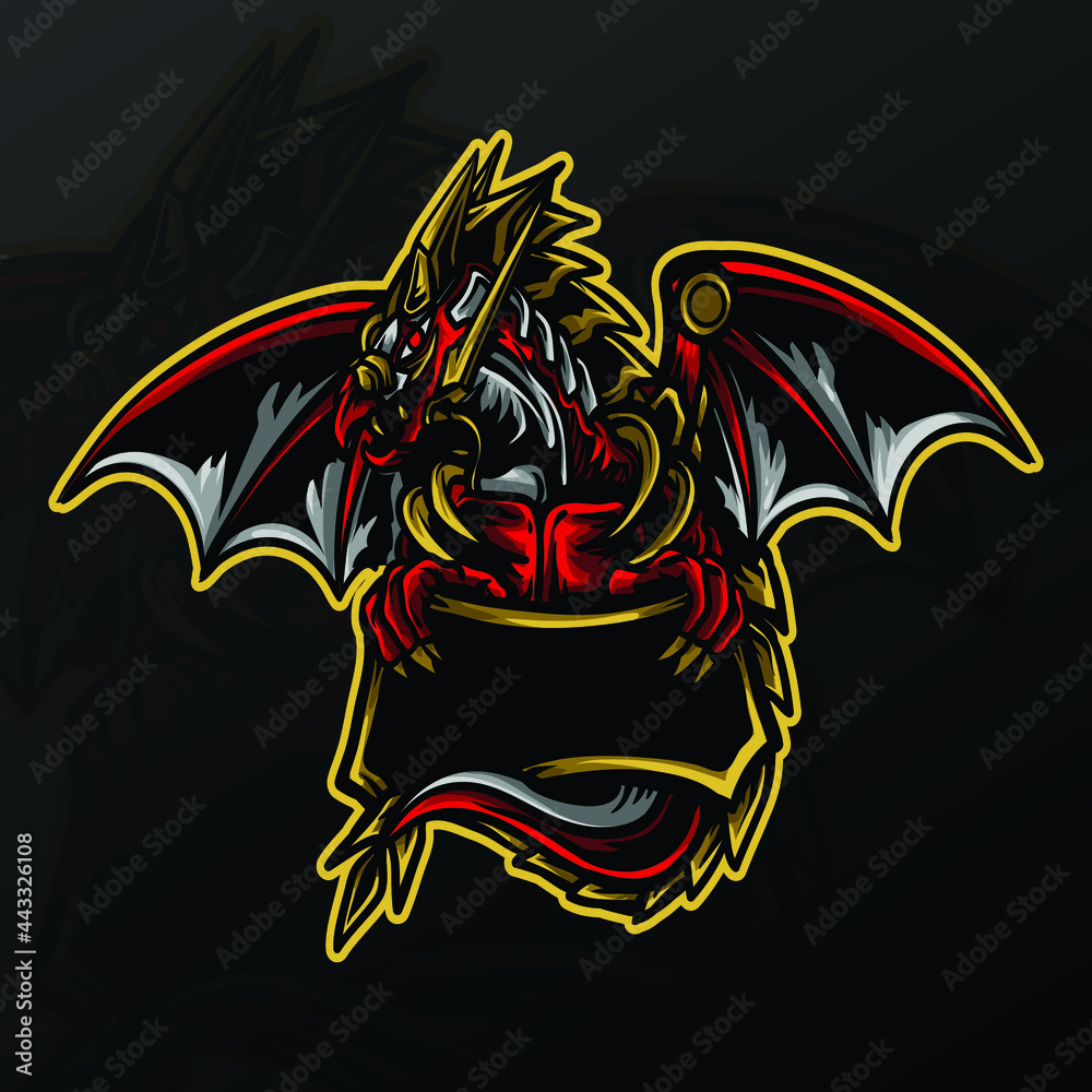artwork illustration mascot logo red dragon