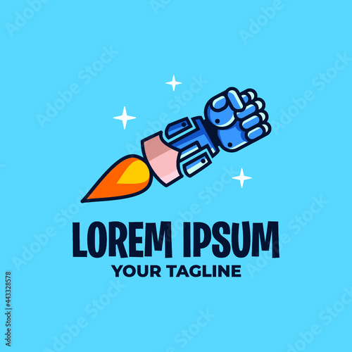 AWESOME ROCKET HAND ROBOT LOGO TEMPLATE