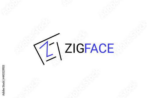 abstract face logo design. zigzag face logo.