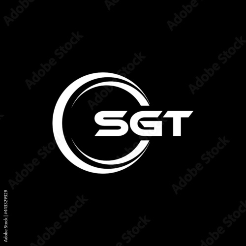 SGT letter logo design with black background in illustrator, vector logo modern alphabet font overlap style. calligraphy designs for logo, Poster, Invitation, etc.