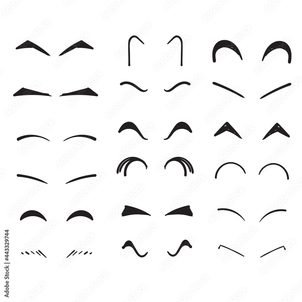 hand drawn doodle eyebrow illustration vector isolated