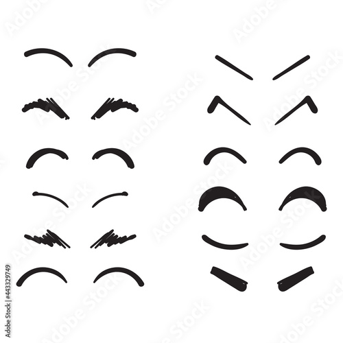 hand drawn doodle eyebrow illustration vector isolated