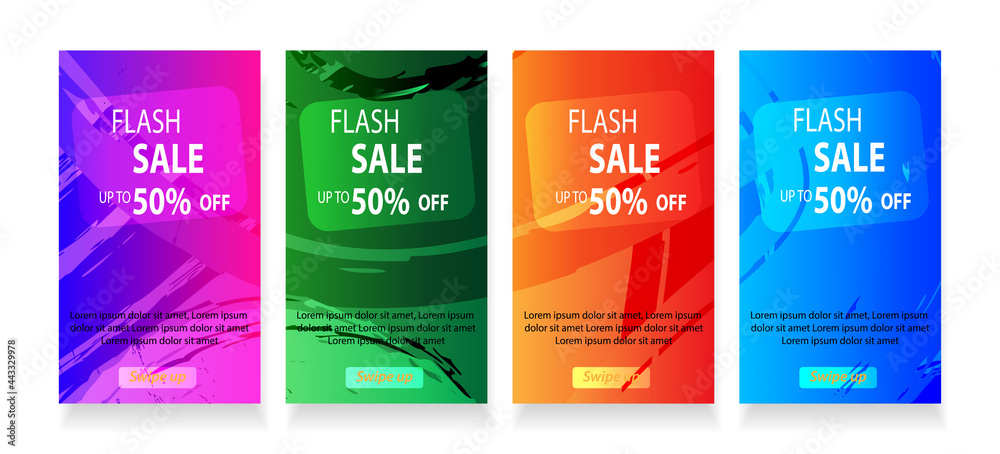 abstract mobile for flash sale banners. Sale banner template design, Flash sale special offer set - vector