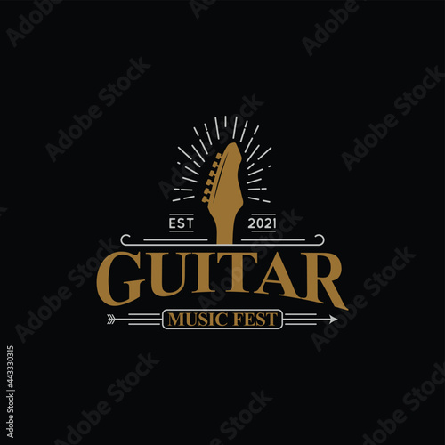 music festival logo design concept. electric guitar illustrations