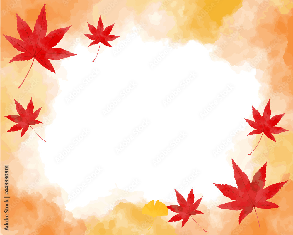 紅葉と水彩風ぼかしのフレーム(ベクター) 紅葉と水彩風ぼかしのフレーム(ベクター)
