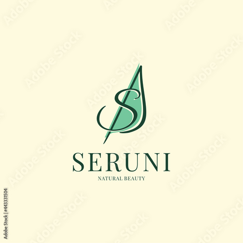 letter S natural leaf herbal brand beauty and health care vector logo design