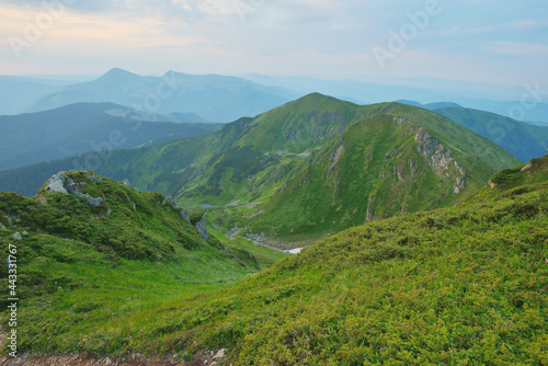 Panoramic view of summer Maramures, Carpathian mountains, Ukraine