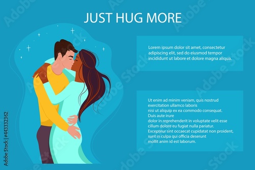 Multiracial couple in love, banner in support of multiracial couples, vector illustration in flat style. Multiethnic family.