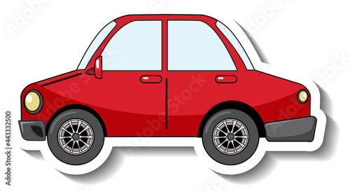 Sticker template with a red car isolated