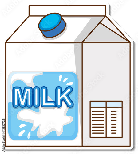Sticker dairy milk box on white background