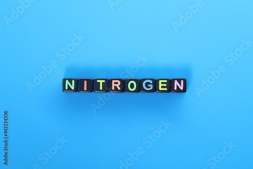small black cubes with the word Nitrogen colored