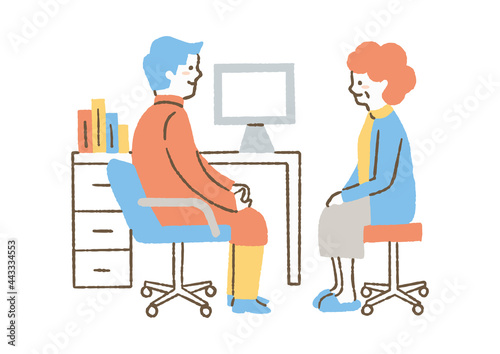 医者と話している患者_色