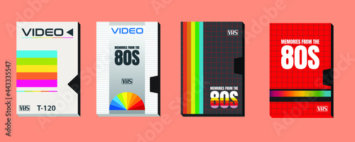 Collection of vector cassette tape old 80's style graphics. Incredible super blockbuster videos. VHS effect. 80's and 90's style. Retro vintage cover. Easy to edit design template