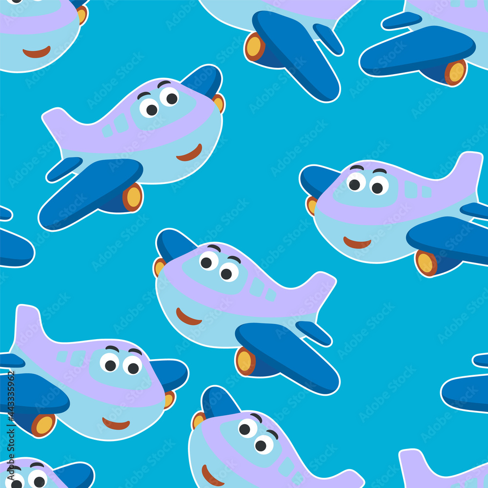 Seamless pattern vector of cute little airplane cartoon hand drawn vector illustration. For fabric textile, nursery, baby clothes, background, textile, wrapping paper and other decoration. Seamless pattern vector of cute little airplane cartoon hand drawn vector illustration. For fabric textile, nursery, baby clothes, background, textile, wrapping paper and other decoration.